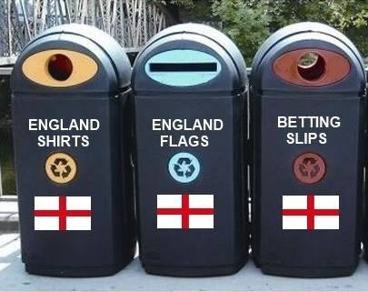 Recycling bins for England merchandise