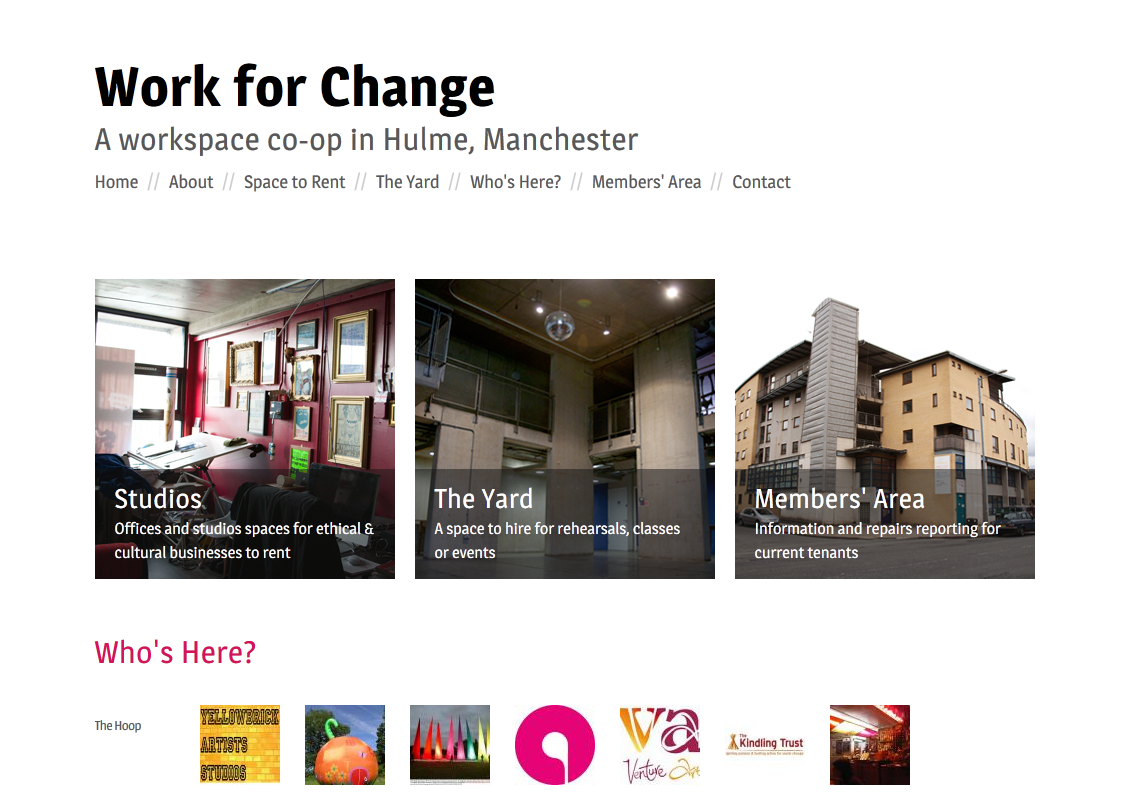 Screenshot of Work for Change's website